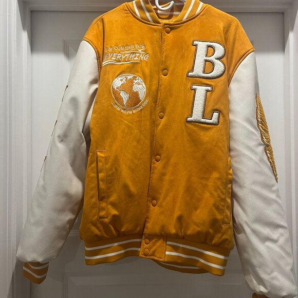 Blac Leaf Wheat Signature Letterman Bomber Jacket - Picture 2 of 3